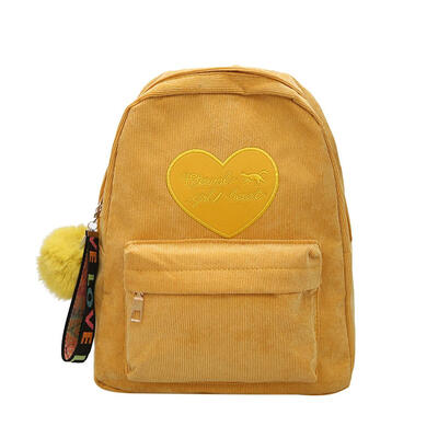 

Vintage Women Small Backpack Corduroy Hair Ball Shoulder Travel Schoolbags
