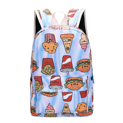 

Cute Women Men Food Print Canvas Backpacks Teen Travel Shoulder Schoolbags
