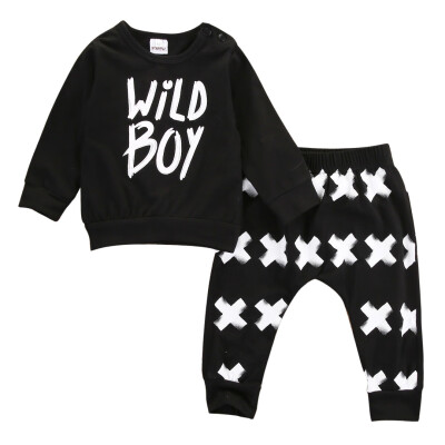 

Wild Boy Newborn Baby Boys Cotton Top T Shirt Pants Leggings Clothes Outfits