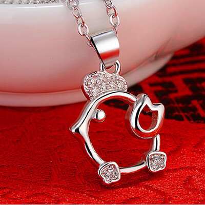 

Europe&America Fashion Female Silver Pendant 12 Zodiac Chicken Necklace Jewelry 925 Sterling Silver Collar Bone