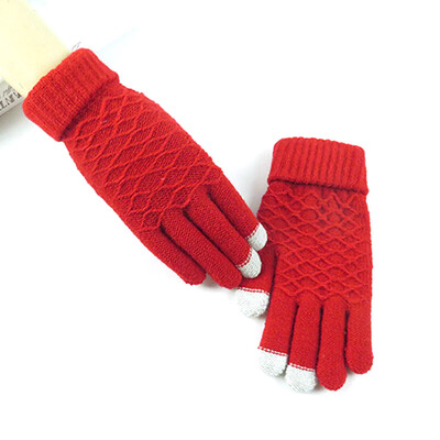 

Gloves Women Winter Knit Touch Screen Warm Cute Korean Version Sweet Students Thickened Plus Velvet