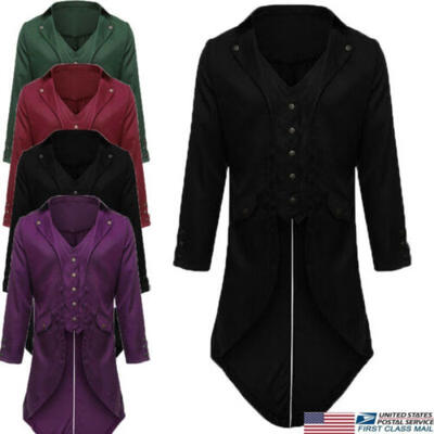

US Autumn Mens Vintage Victorian Swallow-tailed Crop Jacket Tuxedo Banquet Coat