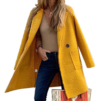 

Women Autumn Winter Lapel Collar Faux Fur Coat Warm Outwear Over Knee Length Long Coat Overcoat Jacket