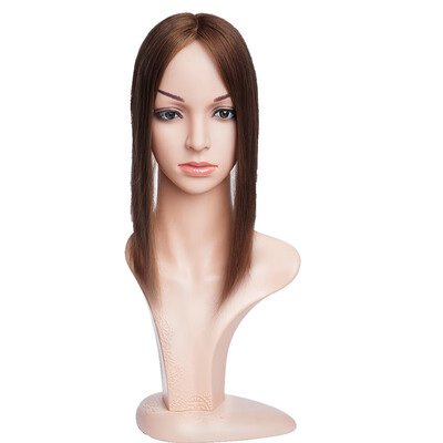 

Hand Made Silk Top Topper Hair Piece Human Hair With ClipsVirgin Straight Hair Natural Black For Hair Loss Women
