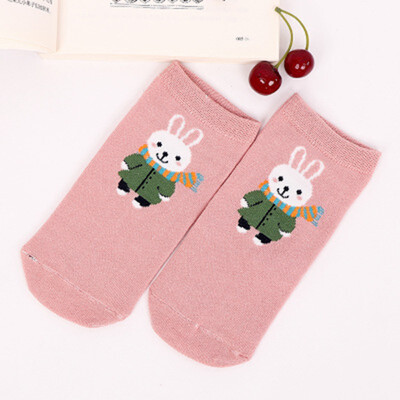 

2019 New Arrivl Women Cotton Socks Pink Yellow Cats Penguin Cute Ankle Socks Short Casual Animal Ear Gril Sox