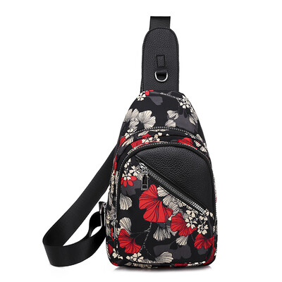 

Printed chest bag female Joker Oxford cloth shoulder Messenger bag female canvas Korean fashion chest backpack