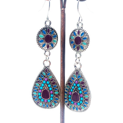 

Fashion Bohemian National Style Color Beads Drop Shape Earrings Fashion Earrings Stud Accessories