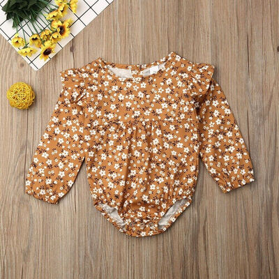 

Newborn Baby Girl Long Sleeve Ruffle Romper Jumpsuit Flower Outfit Clothes