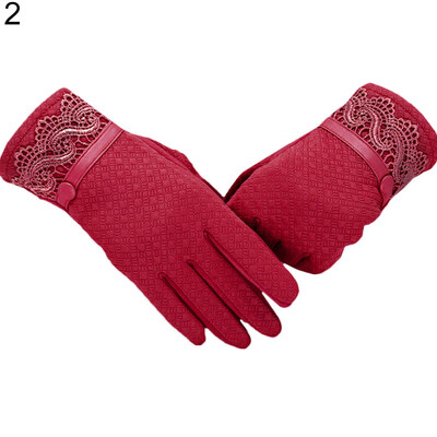 

Fashion Lace Touch Screen Full Finger Women Warm Thicken Autumn Winter Gloves