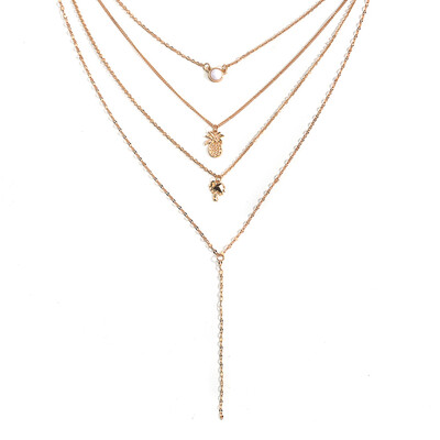 

Women Multi-layer Protein Stone Alloy Pineapple Coconut Tree Necklace Jewelry