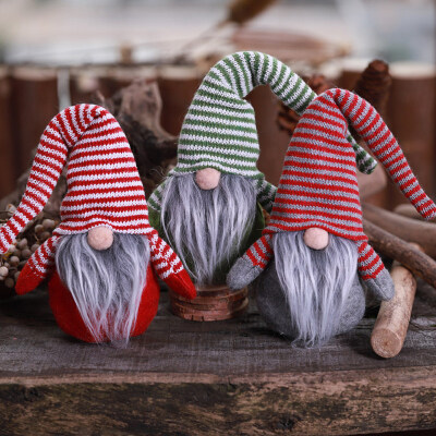 

3Pcs Christmas Striped Cap Gnome Doll Hanging Pendant Tree Party Closet Ornament