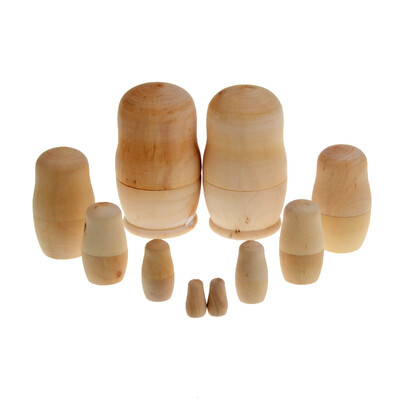 

5x Unpainted DIY Blank Wooden Embryos Russian Nesting Dolls Matryoshka Toy