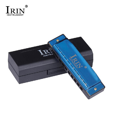 

IRIN C-160 Blues Harmonica 10 Holes 20 Tunes Key of C Mouthorgan Copper Harmonicas with Box Professional Wind Instruments Blue