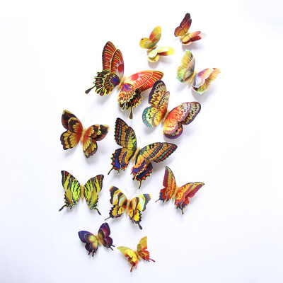 

〖Follure〗1 Package Of 12 Colorful Double Butterfly 3D Simulation Double Butterfly