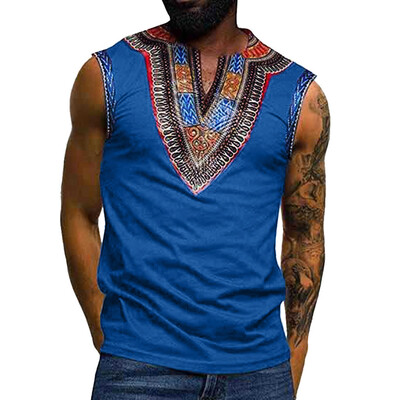 

Toponeto Fashion Mens Nationality Printed Silm Fit Sleeveless V-Neck Tank Top Vest