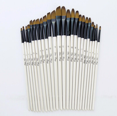 

Siaonvr 12 Artist Watercolor Painting Brushes Brush Oil Acrylic Flat&Tip Paint Kit