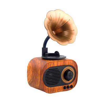 

Vintage Style Wooden Texture Portable Wireless BT Speaker with FM Radio Built-in MIC Support TF CardU DiskAUX Audio Retro Loudsp