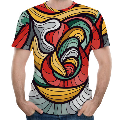 

New Fashion Color Ribbon 3D Printed Men\s Short Sleeve T-shirt