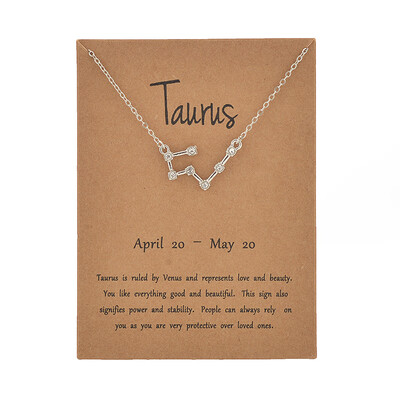 

Fashion Jewelry Zodiac Crystal Star Sign 12 constellation Pendant Necklace For Women