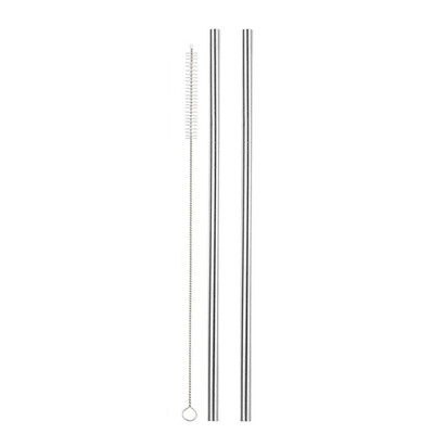 

2pcs Stainless Steel Straws Reusable Eco-friendly StraightBent Drinking Metal Straws with Cleaning Brush 2