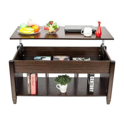 

Modern Coffee End Table w Hidden Compartment&Storage Drawer Wood color