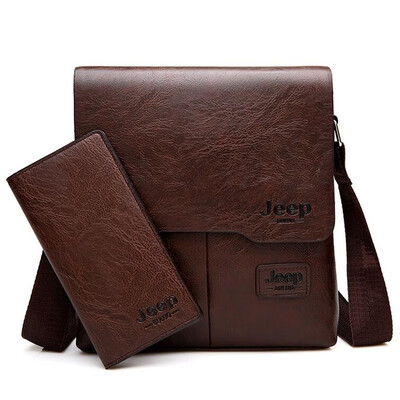 

2 Set Men Leather Shoulder Bags Man Messenger Bag money wallet Business male Carossbody Casual handbag Brand
