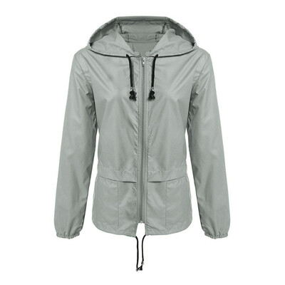 

Toponeto Women Solid Rain Jacket Outdoor Plus Size Waterproof Hooded Windproof Loose Coat