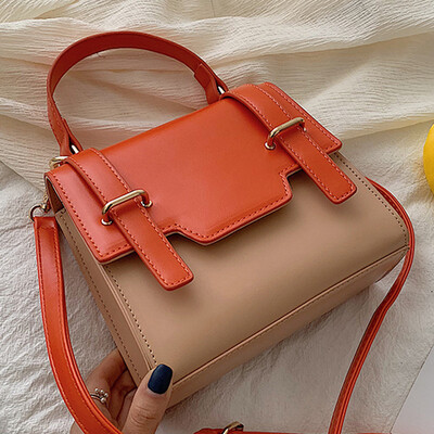 

On the new woman 2019 new Chaohan version 100 lap texture oblique satchel single shoulder bag hit color fashion handbag