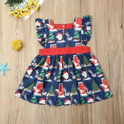 

Toddler Kids Baby Girls Christmas Xmas Sleeveless Pageant Party Dress Sundress