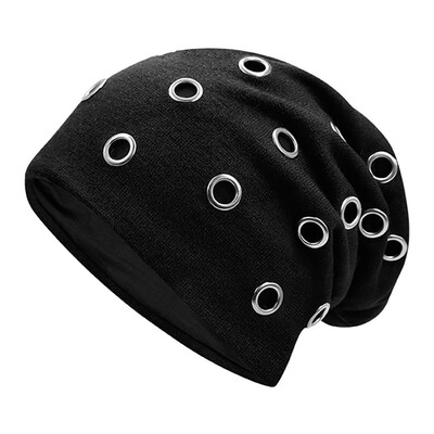 

Tailored New Women Men Winter Knitted Hat Metal Circle Hemming Hat Wool Cap
