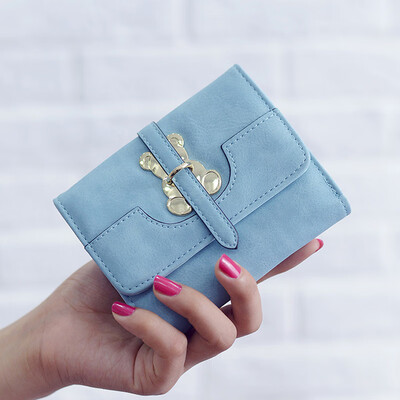 

2019 new womens short wallet cute little bear three folding bag card long wallet