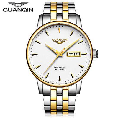 

GUANQIN GJ16058 Men Auto Mechanical Watch Date Day Display Stainless Steel Band Wristwatch