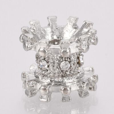 

Alloy Rhinestone European Beads Large Hole Beads Platinum 105x95mm Hole 4mm