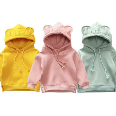 

Cute Toddler Baby Girl Autumn Warm Long Sleeve Solid Hooded Tops Sweatshirt New