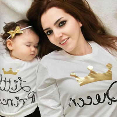

Family Matching Baby Kids Parents Tops Summer Crown King Queen Prince Princess