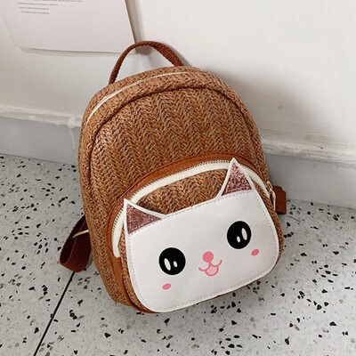 

New Boy Girl Straw Cartoon Backpack School Rucksack Bag Special Necessary