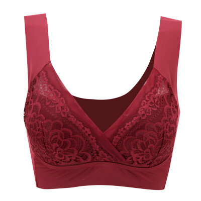 

〖Follure〗Womens Sexy Air Permeable Extra Support Wirefree Lace Bra