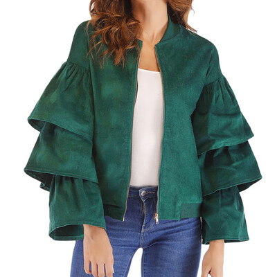 

Toponeto Fashion Women Winter Flare Sleeve Solid Zipper Jacket Overcoat Outwear Coat
