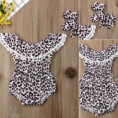 

Newborn Baby Girl Romper Leopard Bodysuit Sunsuit Summer Clothes Outfit 0-24M