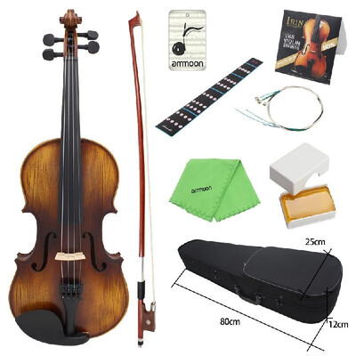 

ammoon AV-508 44 Full Size Acoustic Violin Fiddle Kit Solid Wood Matte Finish Spruce Face Board 4-String Instrument with Hard Cas