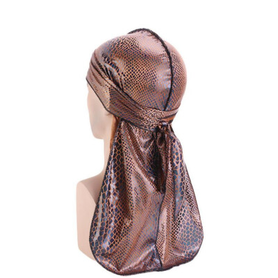 

6 Colors Men Women Silky Durag Turban Hijab Cap Long Tail Bandanas Chemo Caps Head Scarf
