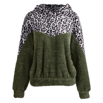 

Damen Sweatshirt T-Shirt Hoodie Pullover Bluse Leopard Patchwork Langarmshirt