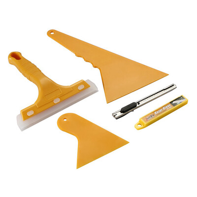 

5pcs Yellow Car Sticker Squeegee Film Installation Tool Scraper Cutter Kit
