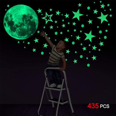 

〖Follure〗Glow In The Dark Star Wall Stickers Round Stars Moon Dot Luminous Kid Room Decor