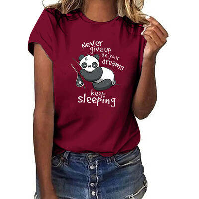 

Starmoon Women Summer Keep Sleeping Printing Pockets Short Sleeve Shirt Casual Tunic Tops