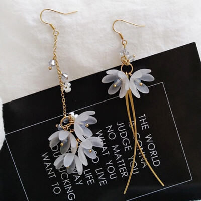 

Women Long Style Flower Shape Earrings Asymmetry Concise Dangle Earrings Female Girls Drop Earrings Jewelry Gifts