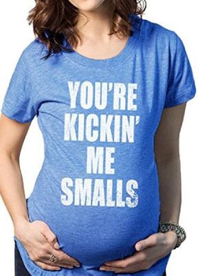 

Summer Round-neck Line Letter Printed Short Sleeve Maternity T-shirt
