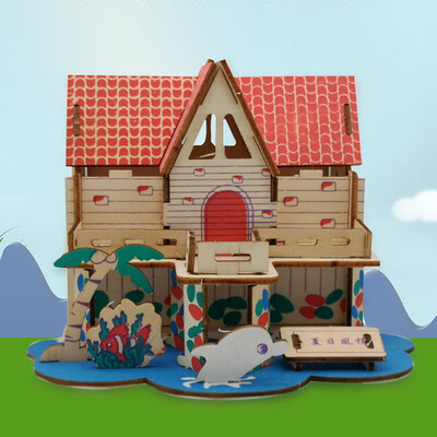 

Gotoamei Kids 3D wooden DIY Houses Jigsaw Children Castle Construction Pattern Puzzle Toy