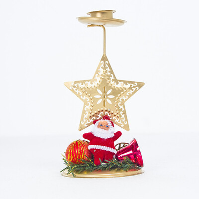 

Christmas Iron Candlestick Ornament Xmas Decoration Candle Holder Desktop Decor