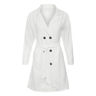 

Sexy V-Neck Double-Breasted Trench Coat Women Slim Tunic Jacket with Belt